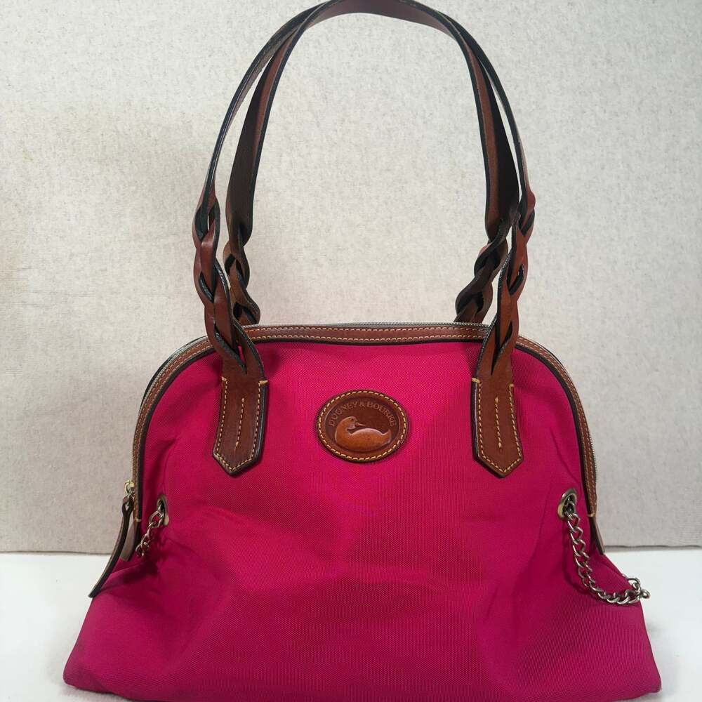 Vintage Dooney & Bourke Nylon Canvas Domed Satchel Barbie Pink Bag